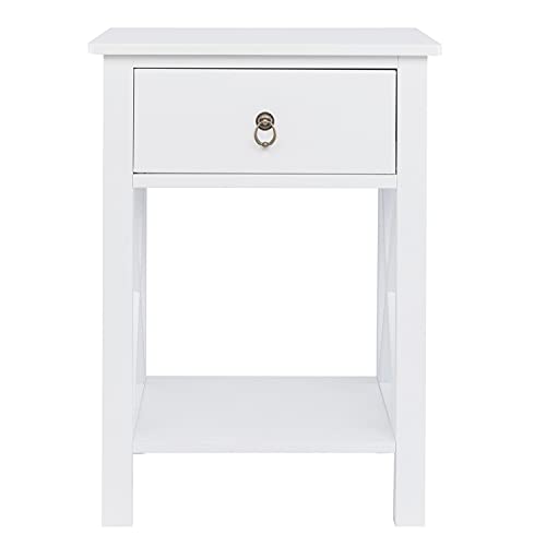 MJWDP Three Colors 40x30x55cm Side Intersection Style Bedside Table Coffee Table Nightstand with Two-Layer Drawer (Color : D)