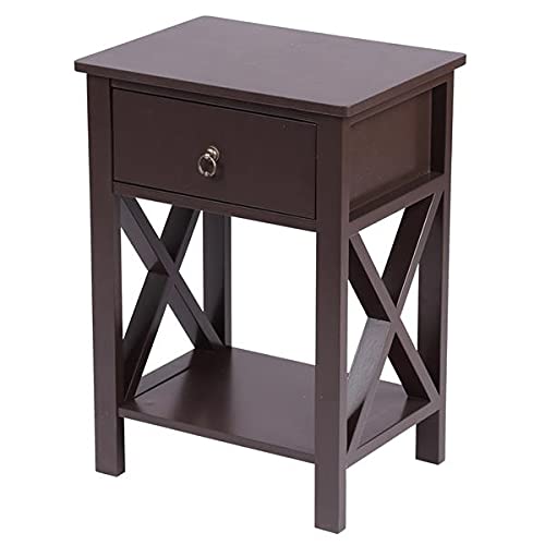 MJWDP Three Colors 40x30x55cm Side Intersection Style Bedside Table Coffee Table Nightstand with Two-Layer Drawer (Color : D)