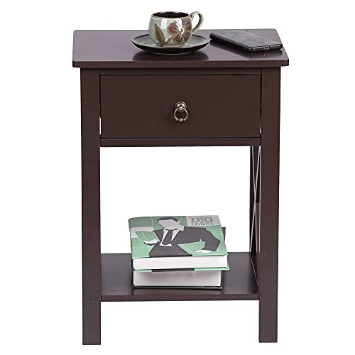 MJWDP Three Colors 40x30x55cm Side Intersection Style Bedside Table Coffee Table Nightstand with Two-Layer Drawer (Color : D)