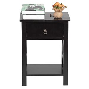 MJWDP Three Colors 40x30x55cm Side Intersection Style Bedside Table Coffee Table Nightstand with Two-Layer Drawer (Color : D)