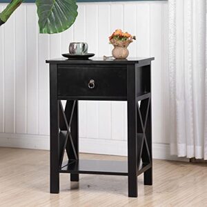 MJWDP Three Colors 40x30x55cm Side Intersection Style Bedside Table Coffee Table Nightstand with Two-Layer Drawer (Color : D)