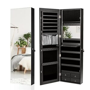 CZDYUF Jewelry Cabinet LED Lights Closet Wall Mounted With Makeup Rack Bedroom Furniture ( Color : D , Size : 14.5"x5"x47" )