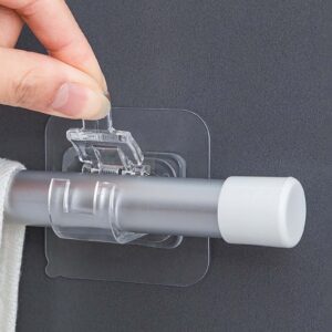 BLUGY Self Curtain Rod Holder Hooks Hanging Pole Clip Free Punching Pole Holder Pole Hook Clamp Bracket for Home Use 2pcs