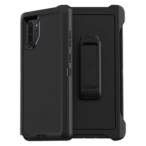 defender case compatible with samsung galaxy note 10 plus (note 10 +) case 5g - black