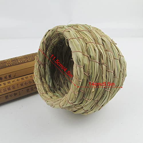 cyrank 2pcs Straw Bird Nest, Grass Hand Woven Bird House Hideaway Grass Hut Resting Breeding Place for Birds Finch Canary, 5.5 x 4.5in