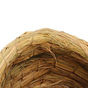 cyrank 2pcs Straw Bird Nest, Grass Hand Woven Bird House Hideaway Grass Hut Resting Breeding Place for Birds Finch Canary, 5.5 x 4.5in