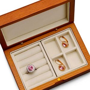 ZSEDP Solid Wood Jewelry Case For Ring Earrings Bracelet Pendant Necklace Watch Box Jewelry Organizer ( Color : D , Size : 14*10*5cm )