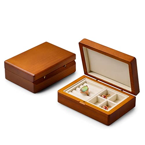 ZSEDP Solid Wood Jewelry Case For Ring Earrings Bracelet Pendant Necklace Watch Box Jewelry Organizer ( Color : D , Size : 14*10*5cm )