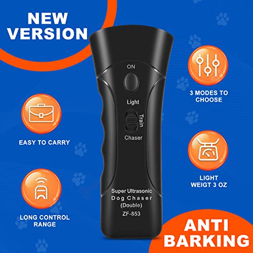 Anti Barking Device, 3 Mode Dual Sensor Upgraded Bark Control Device, 33Ft Range Ultrasonic Dog Bark Deterrent Pet Behavior Training