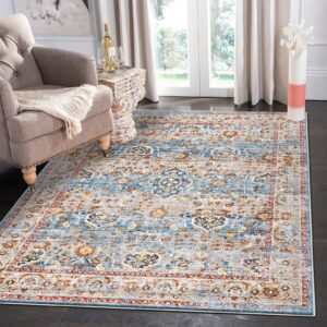 5x7 washable area rug clearance - stain resistant rugs non slip backing soft living room carpet for bedroom kitchen dorm (blue, 5x7)