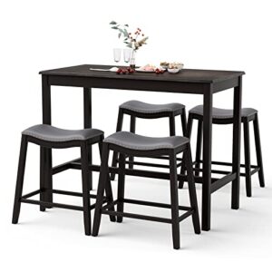 goflame 5 pieces bar table set, bistro table set for 4, counter height pub table with 4 upholstered stools, modern kitchen & dining room table set, breakfast table set for home, restaurant, pub