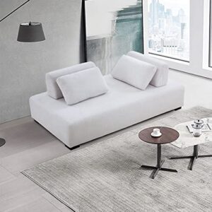 JURMALYN 85.4" Modular Sectional Sofa Couch with 2 Movable Heavy Backrest and Pillows, Modern Upholstered 2 in1 Sofa Bed, Beige Square Floor Couch for Living Room Office Mall Apartment Hotal