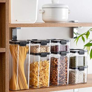 airtight food storage container with lids - bpa free clear plastic kitchen and pantry organization canisters, dry-food-storage containers set for flour, cereal, sugar, coffee, rice, nuts, etc