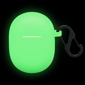 geiomoo silicone case compatible with google pixel buds pro, protective cover with carabiner (luminous green)