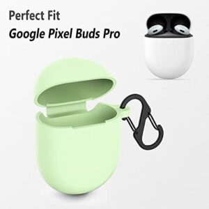 Geiomoo Silicone Case Compatible with Google Pixel Buds Pro, Protective Cover with Carabiner (Luminous Green)