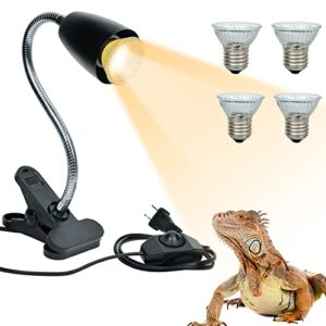 BOEESPAT Heat Lamp, UVA UVB Reptile Light with 360° Rotatable Hose and Timed, Heating Lamp with 4 Bulbs Suitable for Bearded Dragon Reptiles Turtle Lizard Snake (2 Heat Lamp wth 4 Bulb)