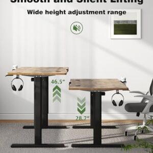 Shahoo Electric Standing Desk, 55 x 24 Inches Height Adjustable Corner Table, Computer Workstation with Cup Holder and Hook for Home Office, Rustic Brown