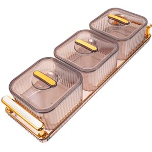upkoch trays serving tray food storage containers with tray 3 compartment condiment server with lid desktop organizer decorative nut candy treat box decorative tray containers with lids
