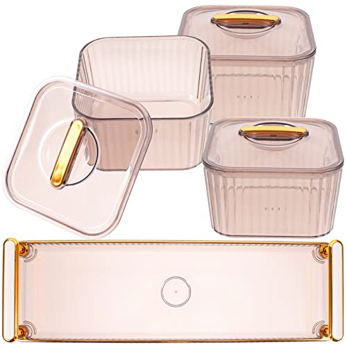 UPKOCH Trays Serving Tray Food Storage Containers with Tray 3 Compartment Condiment Server with Lid Desktop Organizer Decorative Nut Candy Treat Box Decorative Tray Containers with Lids