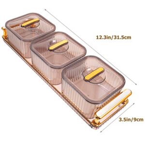 UPKOCH Trays Serving Tray Food Storage Containers with Tray 3 Compartment Condiment Server with Lid Desktop Organizer Decorative Nut Candy Treat Box Decorative Tray Containers with Lids