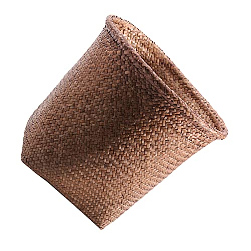 STOBOK Woven Trash Can Retro Straw Woven Wastebasket Round Straw Rattan Garbage Bin Planter Basket for Home Kitchen Office Bedroom Waste Paper Bin, 30X30X30CM