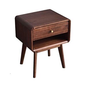 sjydq nordic all solid wood bedroom bedside table home log bed simple storage cabinet walnut color