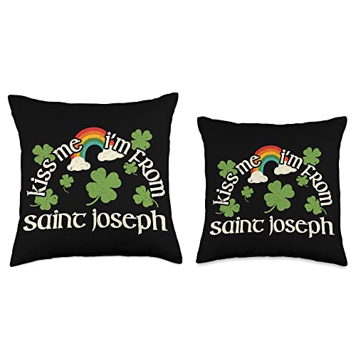 Saint Joseph Gift For St. Patty's Day Kiss Me Shamrock-City St. Patrick's Day Saint Joseph Throw Pillow, 18x18, Multicolor