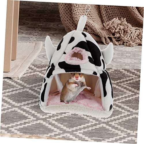 Ipetboom 1pc Nest Burrowing Double- House Home Glider Hut Toy Habitat Cotton Mini Rat Medium Cute Pet Tent Cage Animals Puppies Pattern Sleeping Plush Animal Double-Layer Hedgehog Small