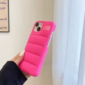 Puffer Case Fashion Hipster Down Jacket The Puffer Case for iPhone 14 13 12Pro Max Soft Touch Puffer Jacket Material 3D Protective Shockproof Cover (Purple,for iPhoneSE3)