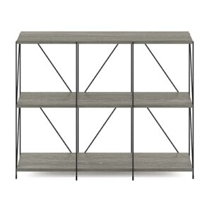 Furinno Besi 3 x 2 Industrial Multipurpose Shelf Display Rack with Metal Frame, Finn Oak