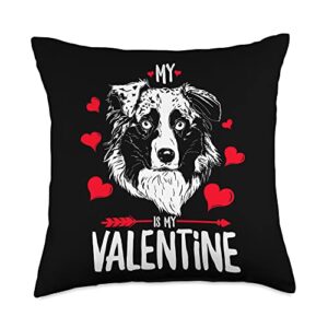 australian shepherd tee best shop my australian shepherd is my valentine | hearts dog lover throw pillow, 18x18, multicolor