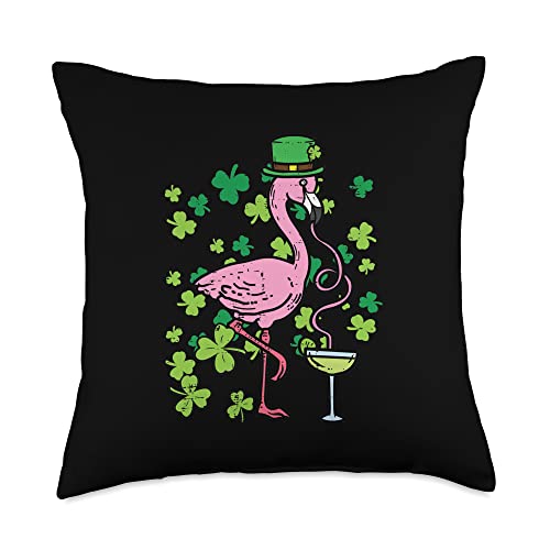 St Patricks Day Decor Men Women Boys Girls Kids St Patricks Day Irish Flamingo Saint Pattys Paddys Women Throw Pillow, 18x18, Multicolor