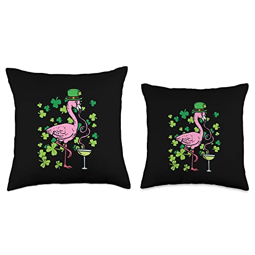 St Patricks Day Decor Men Women Boys Girls Kids St Patricks Day Irish Flamingo Saint Pattys Paddys Women Throw Pillow, 18x18, Multicolor