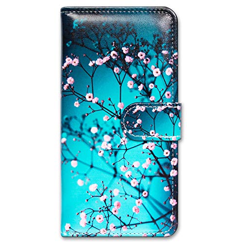 Bcov Galaxy S23 Case, Plum Blossom Flower Leather Flip Phone Case Wallet Cover with Card Slot Holder Kickstand for Samsung Galaxy S23