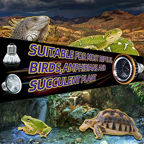 Reptile Heat Lamp,UVA UVB Reptile Light,Double-Head Turtle Light with 360° Rotatable Hose and Clamp,Full Spectrum LED UVB Sun Lamp and Two 50W Bulbs Suitable for Bearded Dragon,Turtle,Lizard,Snake