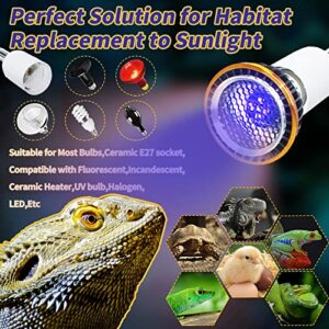 Reptile Heat Lamp,UVA UVB Reptile Light,Double-Head Turtle Light with 360° Rotatable Hose and Clamp,Full Spectrum LED UVB Sun Lamp and Two 50W Bulbs Suitable for Bearded Dragon,Turtle,Lizard,Snake