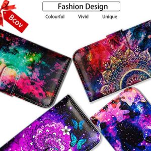 Bcov Galaxy S23 Plus Case, Gorgeous Colours Circle Mandala Leather Flip Phone Case Wallet Cover with Card Slot Holder Kickstand for Samsung Galaxy S23 Plus