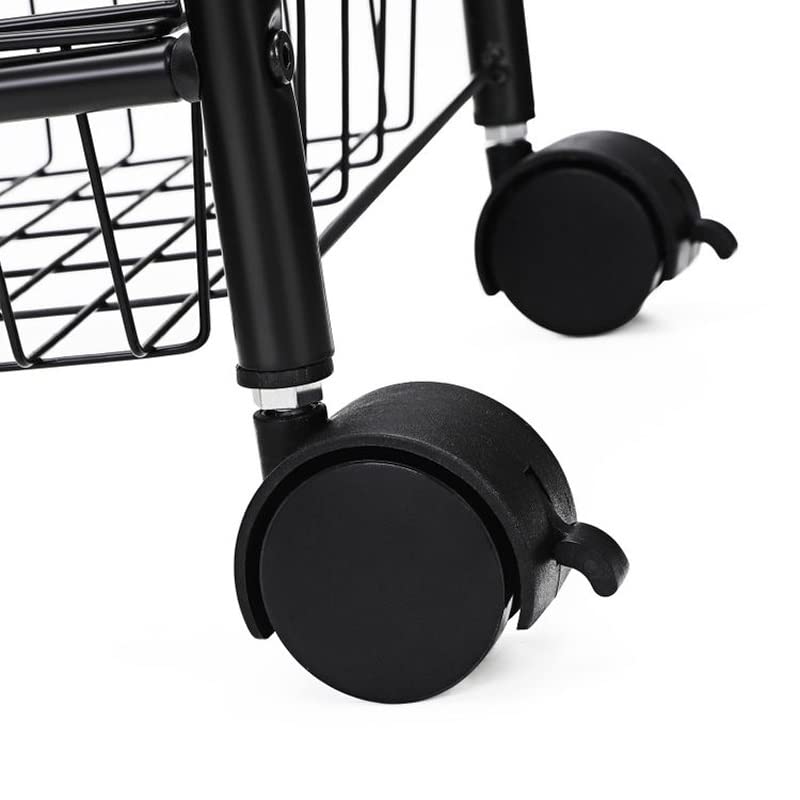 CXDTBH 3 Tier Kitchen Trolley on Wheels with Handle Trolley for Kitchen Bathroom Cabinet White Black (Color : E, Size : 28.3cm*16.5cm)