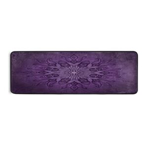 xigua purple mandala area rug - 2' x 6' washable runner rugs with rubber backing - non skid floor carpet for indoor living room hallway kitchen