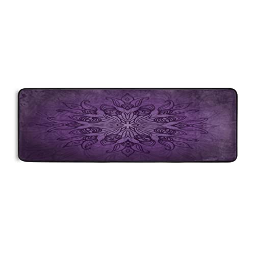 xigua Purple Mandala Area Rug - 2' x 6' Washable Runner Rugs with Rubber Backing - Non Skid Floor Carpet for Indoor Living Room Hallway Kitchen