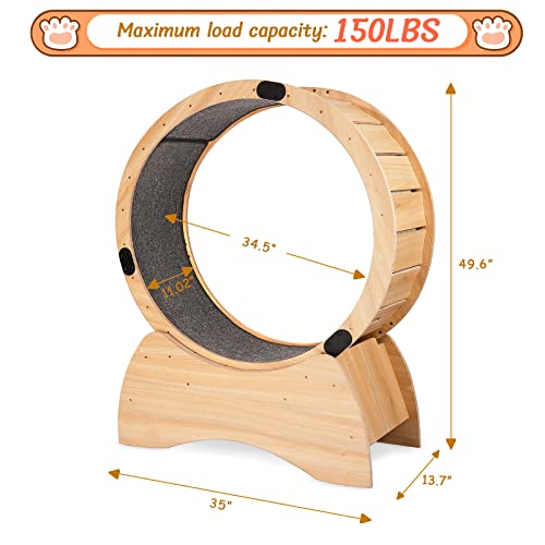 Hooseng Cat Exercise Wheel, Cat Treadmill with Carpeted Runway and Noiseless Roller, Cat Running Wheel for Pet Loss Weight and Daily Exercise