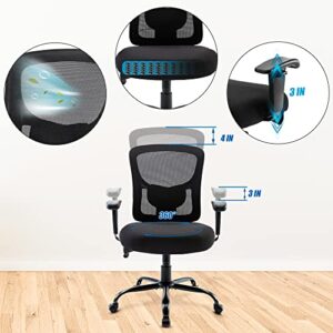 Bigroof Home Office Chair Ergonomic Mesh Desk Chair with Adjustable Lumbar Support Arms High Back Wide Seat Task Executive Rolling Swivel Chair for Big and Tall Women Men, Heavy People