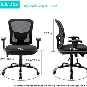 Bigroof Home Office Chair Ergonomic Mesh Desk Chair with Adjustable Lumbar Support Arms High Back Wide Seat Task Executive Rolling Swivel Chair for Big and Tall Women Men, Heavy People