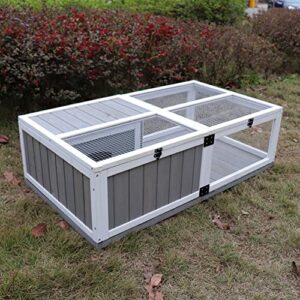 tortoise habitat, wooden tortoise house w/removable waterproof tray indoor outdoor turtle enclosure for small animals outdoor wooden reptile cage