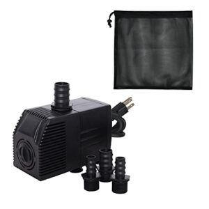 simple deluxe 290gph 28w submersible water pump, etl certified with a free 13"x13" pond pump filter bag for aquariums, fish tank, pond, fountain, hydroponics