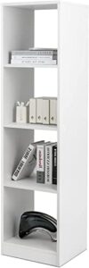 medimall 4 cube bookshelf, freestanding 4-tier open shelf tall narrow bookcase with anti-tipping kits, book storage organizer for bedroom living room study home office apartment, 56 inch white…