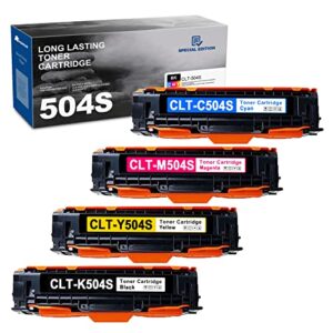 clt-k504s clt-c504s clt-m504s clt-y504s 504s toner cartridge compatible replacement for samsung clx-4195 4195fw clp-415 415n xpress c1810w c1860fw (1black,1cyan,1magenta,1yellow,4 pack)