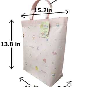 Friend Sanrio Characters, Hello Kitty, Kuromi, My Melody, Cinnamoroll Cute Tote Bag, Shopping Bag, Kitchen Reusable Grocery Bag, 13.8 in(H) x 15.2 in(L) x 3.3 in(W)