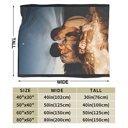 Custom Blanket with Photos/Text, Personalized Throw Blanket Cozy Fleece Customized Picture Blanket for Family Friend Pet Christmas Birthday Wedding Gifts 40 * 30Inch