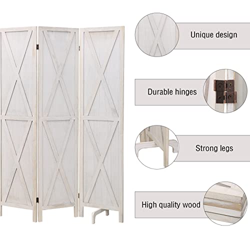 ECOMEX 4 Panel Wood Room Divider, Folding Room Divider Privacy Screens, Freestanding Partition Room Divider Screen Partial Partition for Bedroom, Office, Study